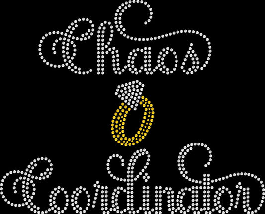 Keep the wedding chaos stylish with this Chaos Coordinator rhinestone shirt. Perfect for bridal parties, wedding planners, and bachelorette weekends