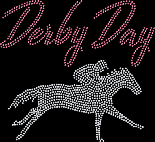 Shine on race day with this Derby Day horse rider rhinestone shirt. Perfect for Derby outfits, equestrian fashion, and horse lover gifts.