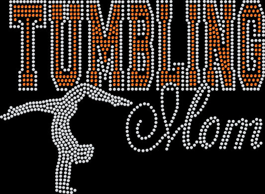 Support your gymnast in style with this Tumbling Mom rhinestone shirt. Perfect for competitions, meet days, and sports mom outfits.