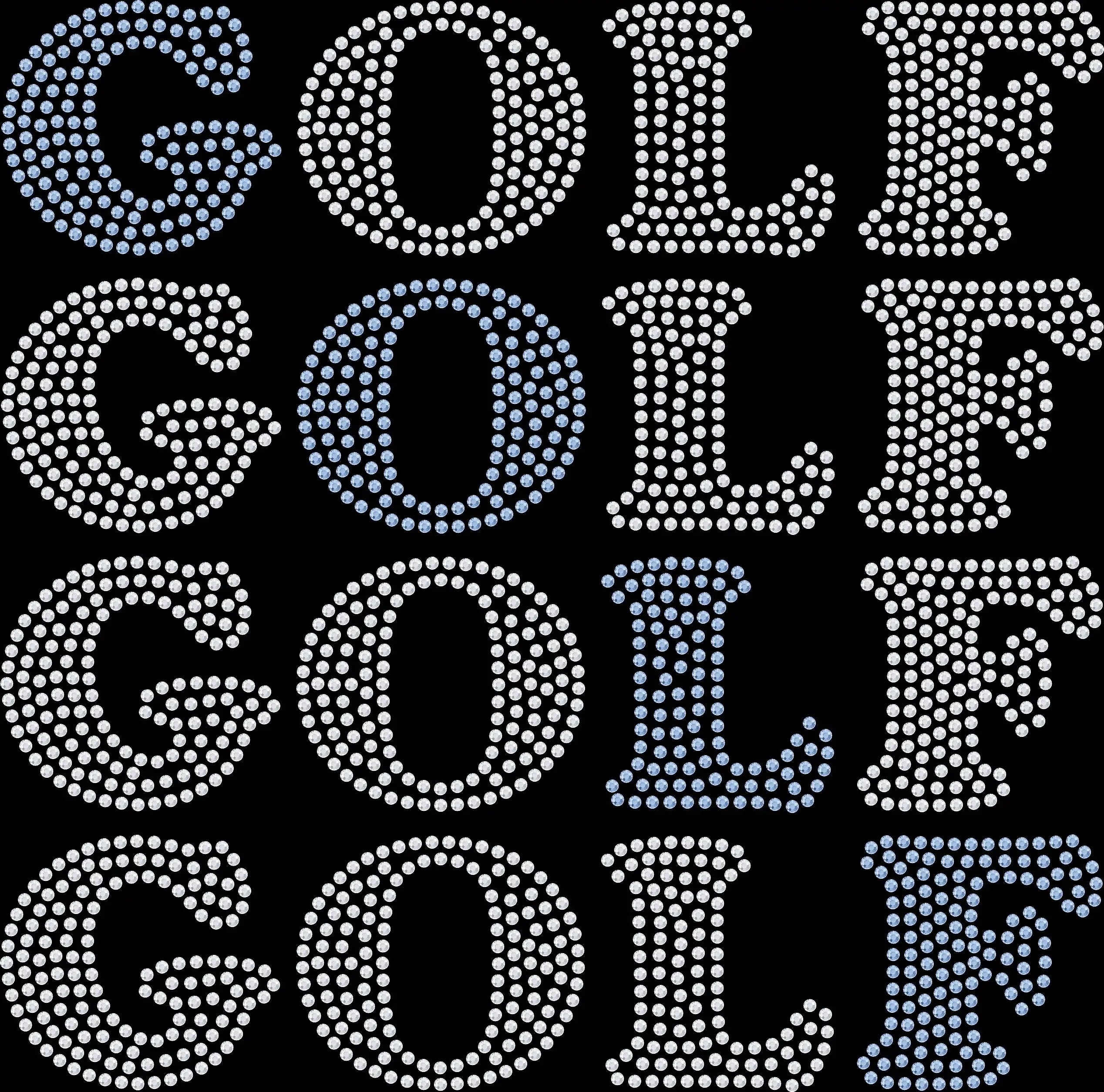 Show your sporty side with this Diagonal GOLF rhinestone shirt. Perfect for tournaments, golf outings, and stylish everyday golf wear.