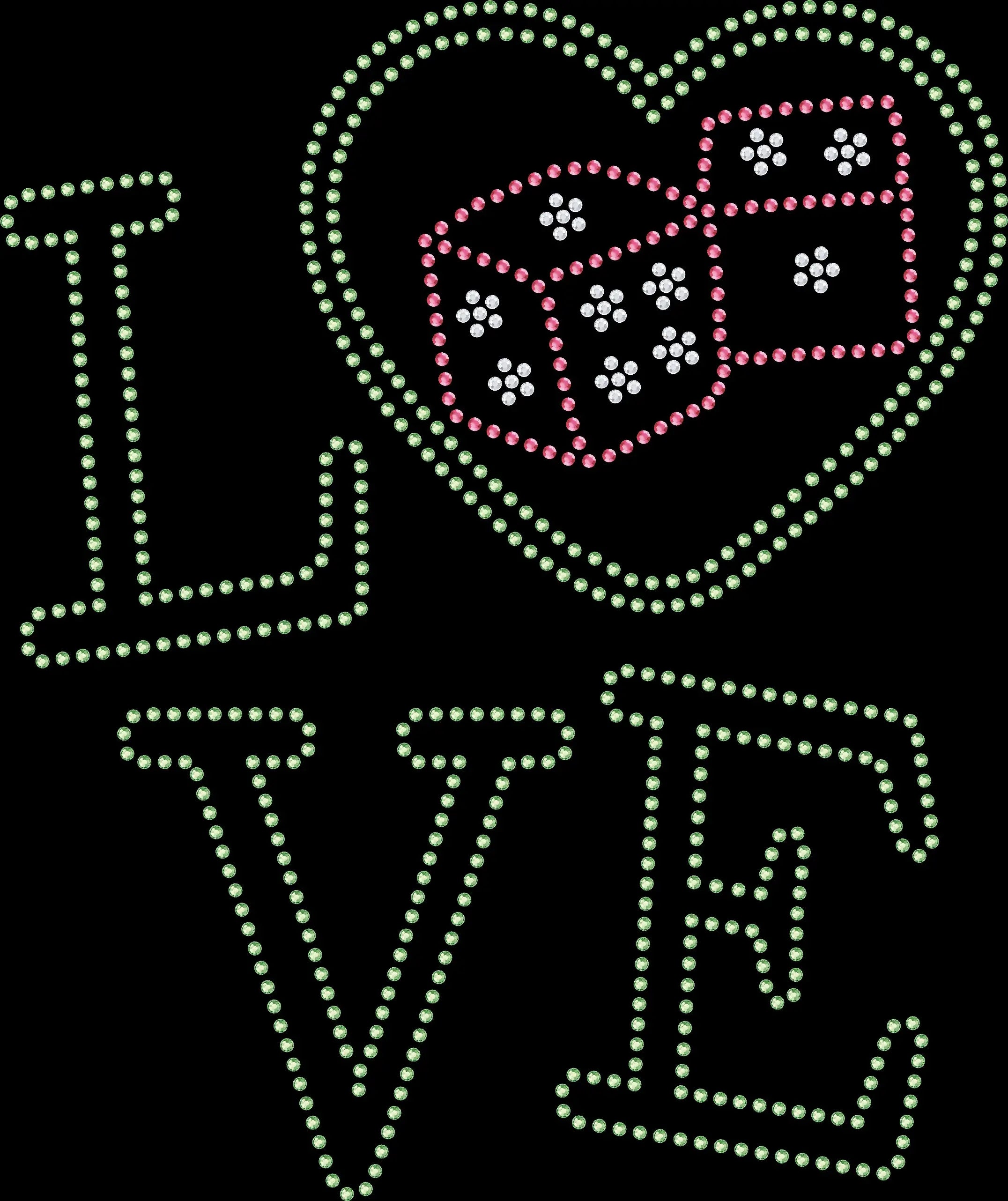 love dice rhinestone casino shirt on black tee with vegas sparkle design