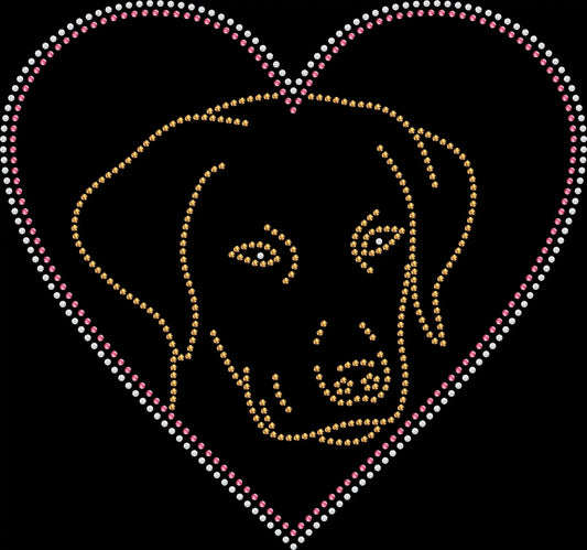 Show your Labrador pride in sparkle style with this Love My Lab Heart rhinestone shirt featuring a customizable ribbon color accent. Perfect for dog moms and pet lovers.