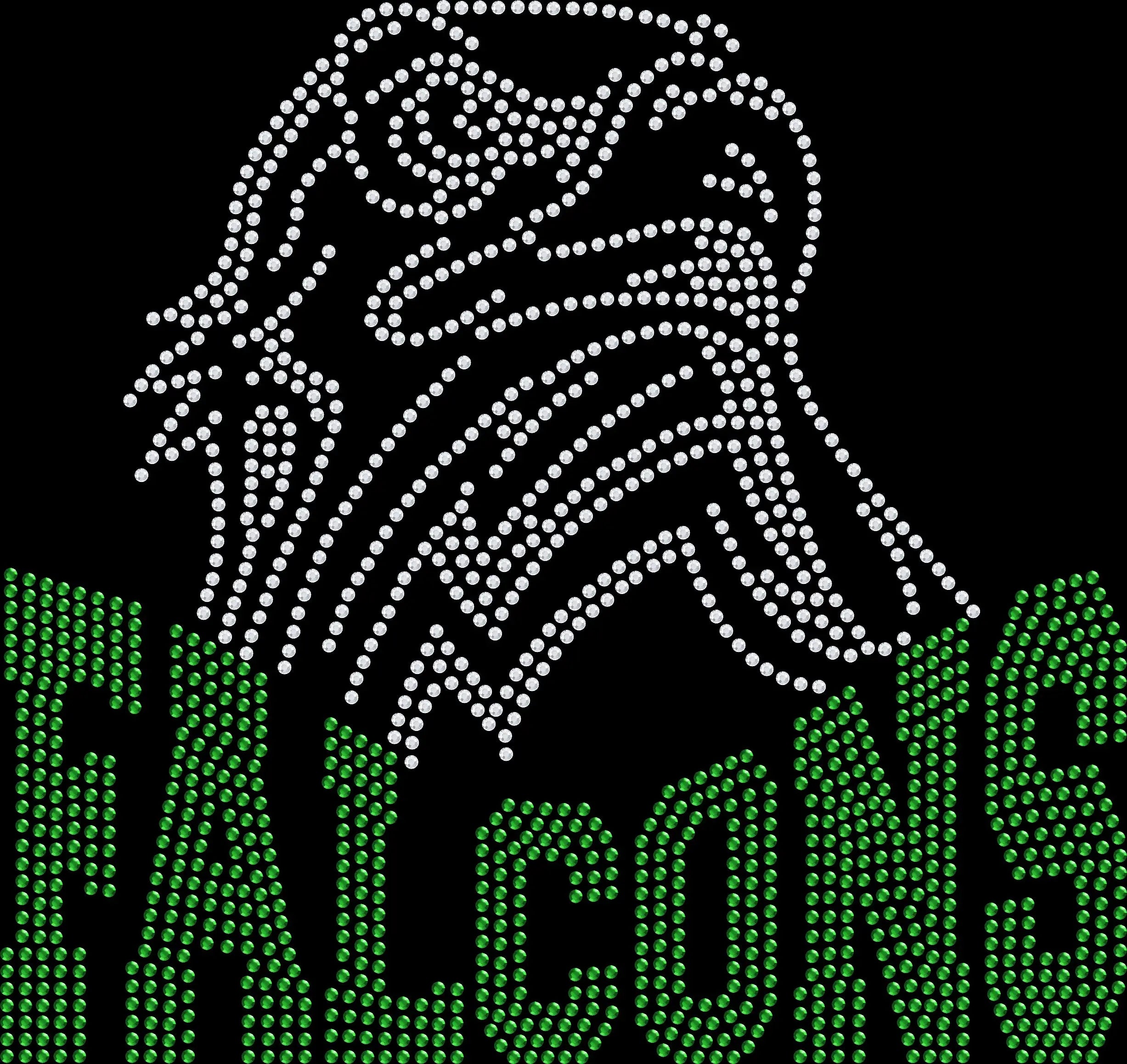 Show your team spirit in sparkle style with this Falcons Falcon Head rhinestone mascot shirt featuring a customizable ribbon color accent. Perfect for game days and spirit wear.