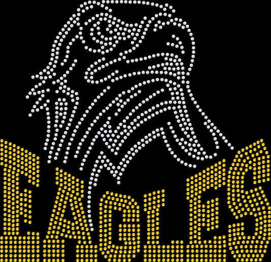 eagles rhinestone shirt featuring eagle head mascot design for football fans and game day spirit wear