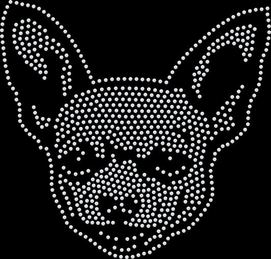 chihuahua head rhinestone shirt featuring adorable dog face design for chihuahua moms and dog lovers