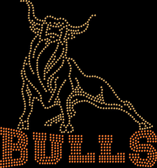 bulls rhinestone shirt featuring bull mascot design for basketball fans and game day spirit wear