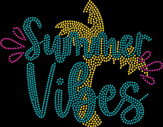 summer vibes rhinestone shirt featuring tropical beach vacation inspired design