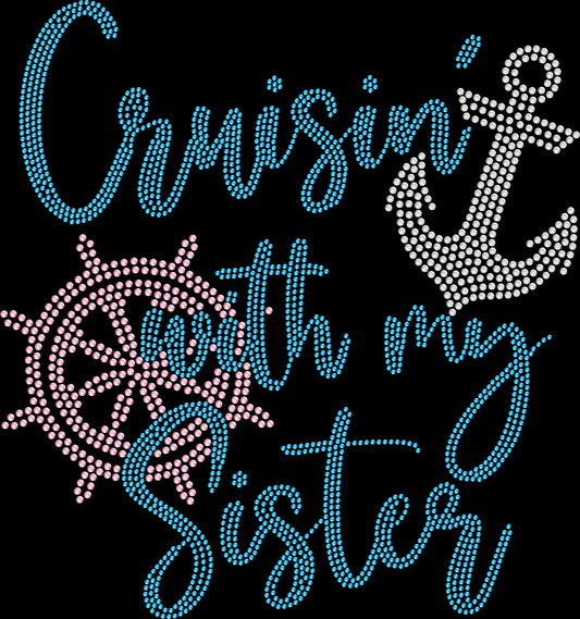 Create your own Cruisin’ with My Bestie shirt with custom wording. Perfect for girls trips, cruises, and matching vacation outfits.