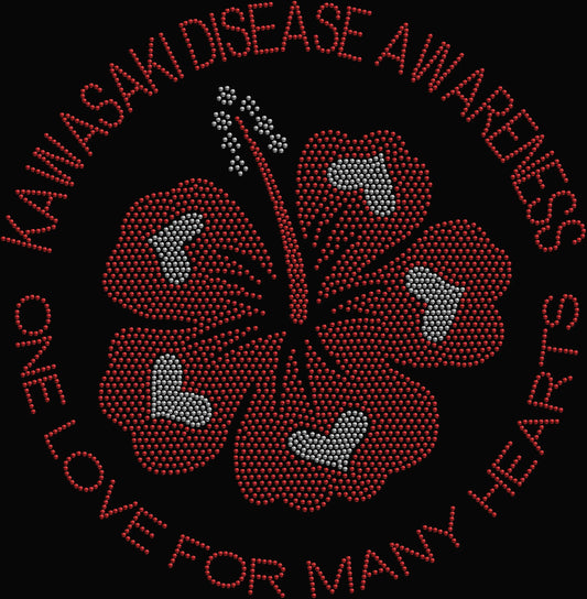 Spread awareness and encouragement in sparkle style with this Flower Kawasaki Disease awareness rhinestone shirt. Perfect for support events, caregivers, and awareness walks.