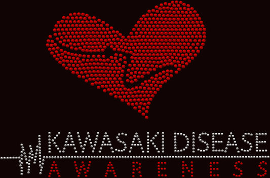 Show support and spread awareness in sparkle style with this Kawasaki Disease Heart rhinestone awareness shirt. Perfect for caregivers, awareness events, and support groups.