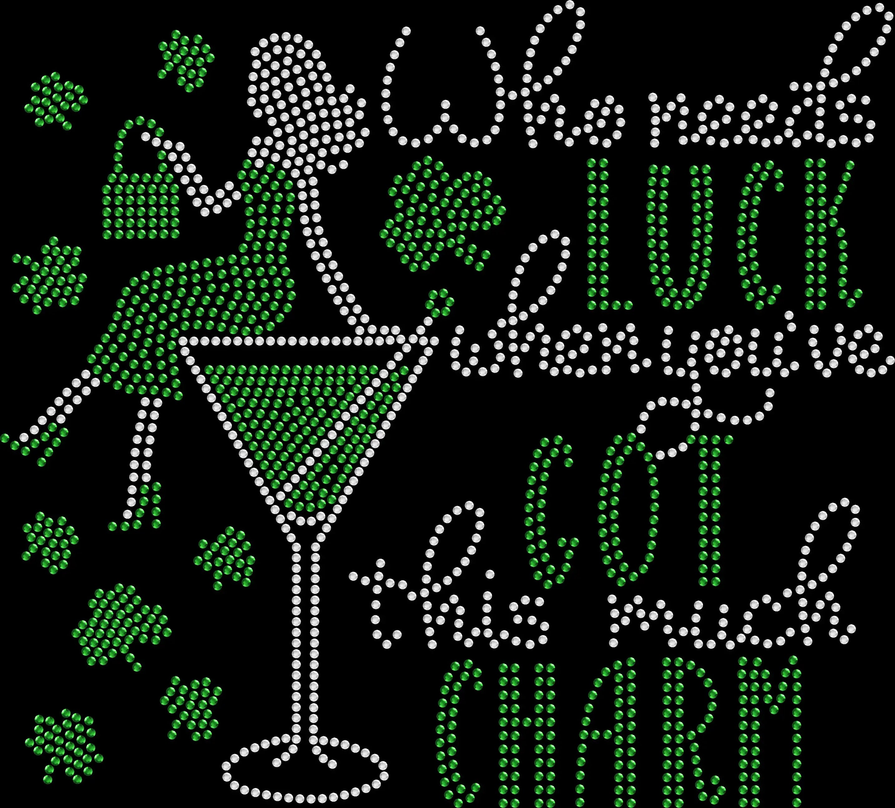 Sparkly rhinestone Who Needs Luck When You’ve Got This Much Charm St Patrick’s Day Irish party bling tee for women