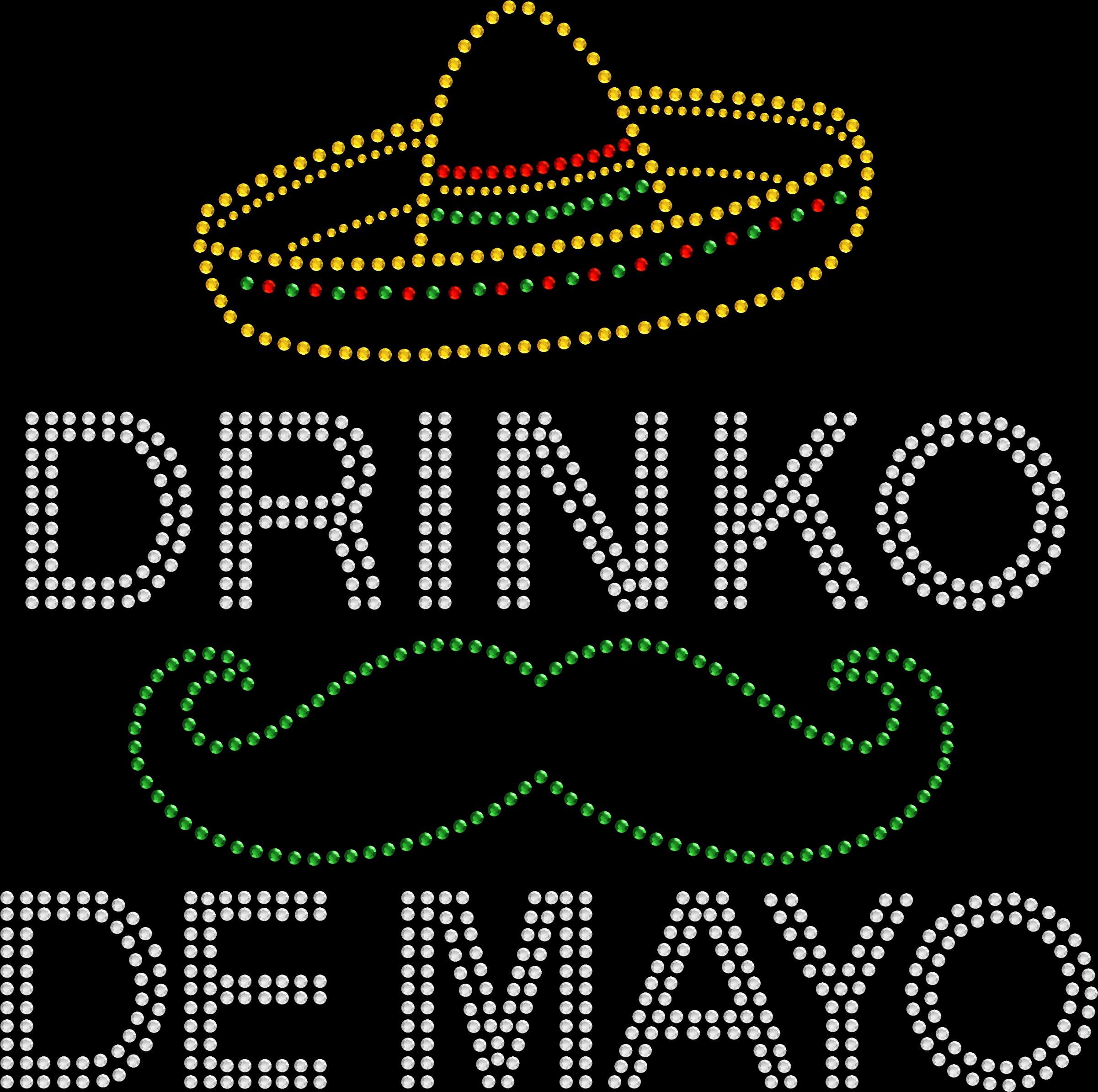Sparkling rhinestone Drinko De Mayo shirt on black Cinco de Mayo party t-shirt