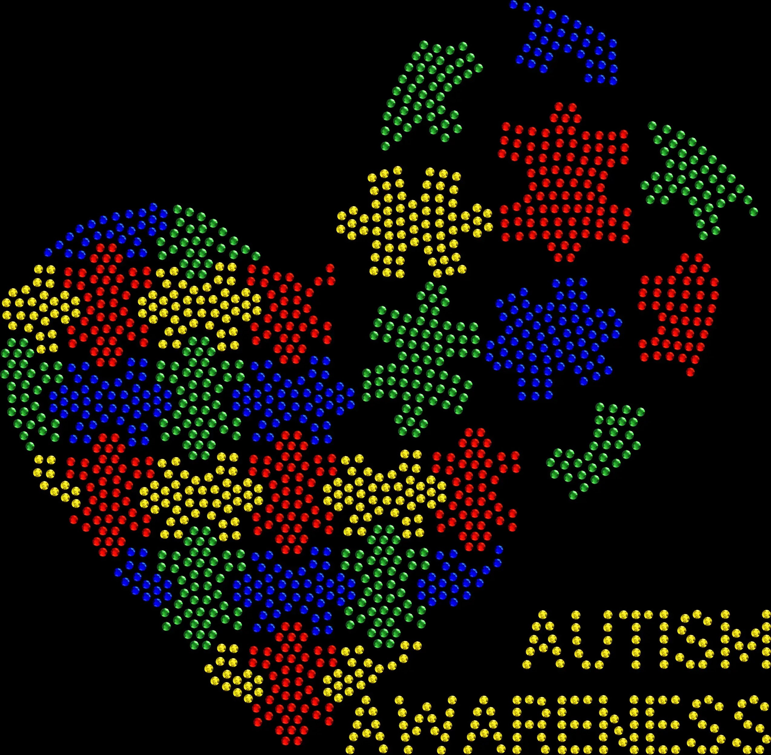 autism awareness balloon heart rhinestone support shirt on black tee