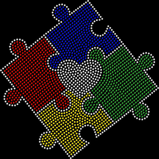 Show your support in sparkle style with this Autism Heart Puzzle Pieces rhinestone shirt. Perfect for autism moms, teachers, therapists, and awareness events.
