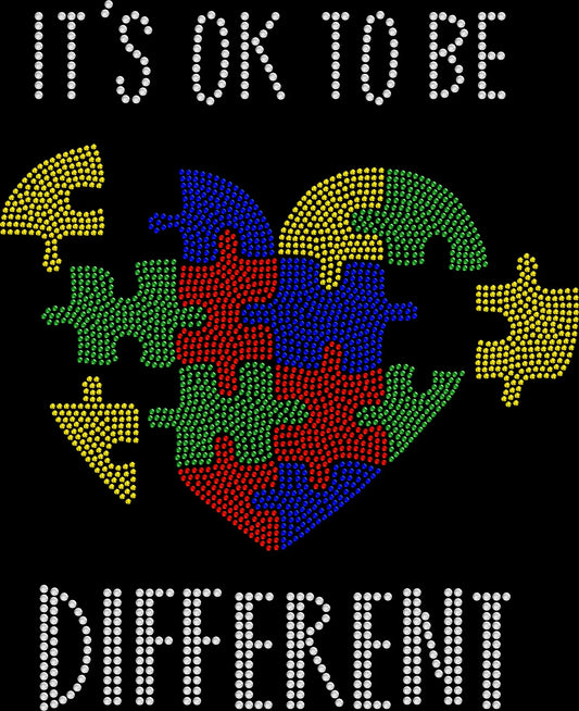 Autism It’s Ok to Be Different Rhinestone Awareness Shirt