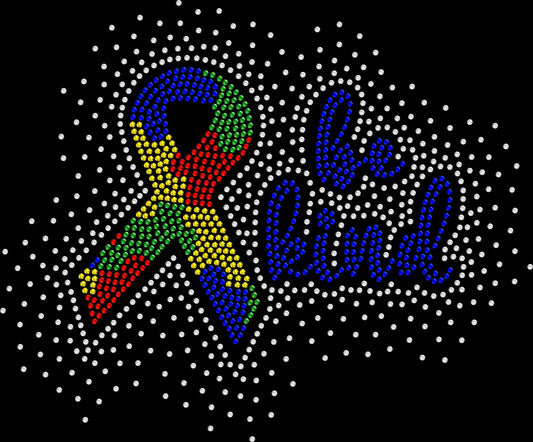 Spread kindness and awareness in sparkle style with this Be Kind Autism Ribbon rhinestone shirt. Perfect for teachers, therapists, autism moms, and awareness events.
