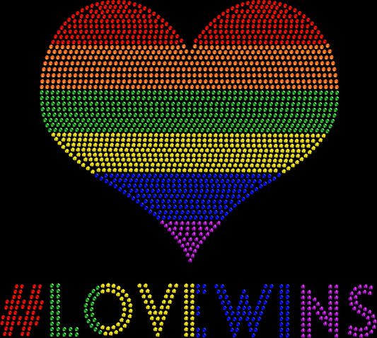 Celebrate love and equality in sparkle style with this Pride Love Wins Heart rhinestone shirt. Perfect for Pride festivals, parades, concerts, and LGBTQ+ celebrations.