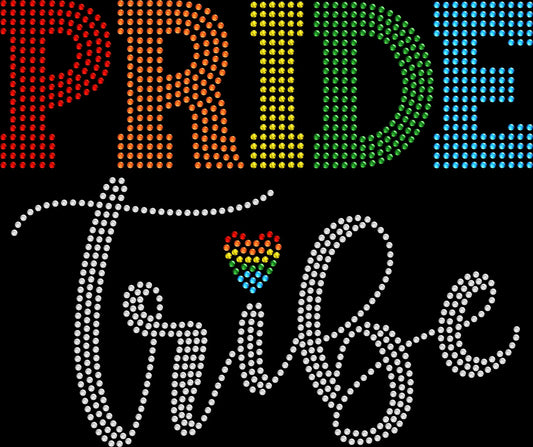 pride tribe rainbow rhinestone festival glam shirt on black tee