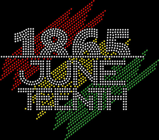 It’s the Juneteenth for Me rhinestone shirt featuring sparkling crystal lettering on a soft women’s fashion tee, celebrating Black culture, freedom, and pride with glam sparkle