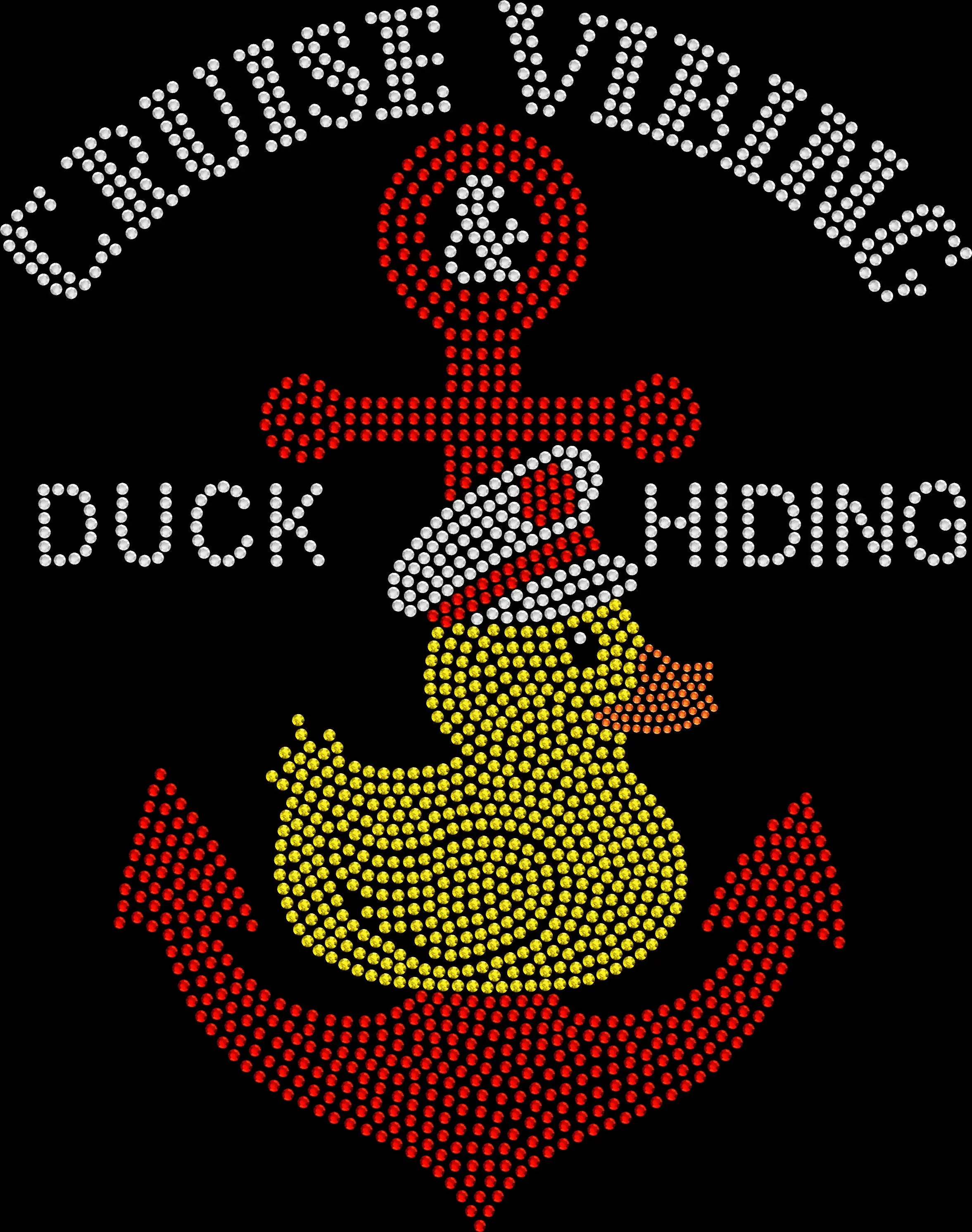 Show off your cruise duck vibes with this Cruise Vibing and Duck Hiding rhinestone shirt. Perfect for cruise vacations, girls trips, and duck hunters at sea.