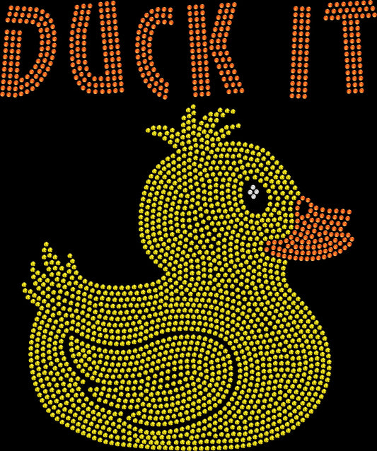 DUCK IT rubber duck rhinestone cruise vacation shirt featuring cute yellow duck design on black shirt