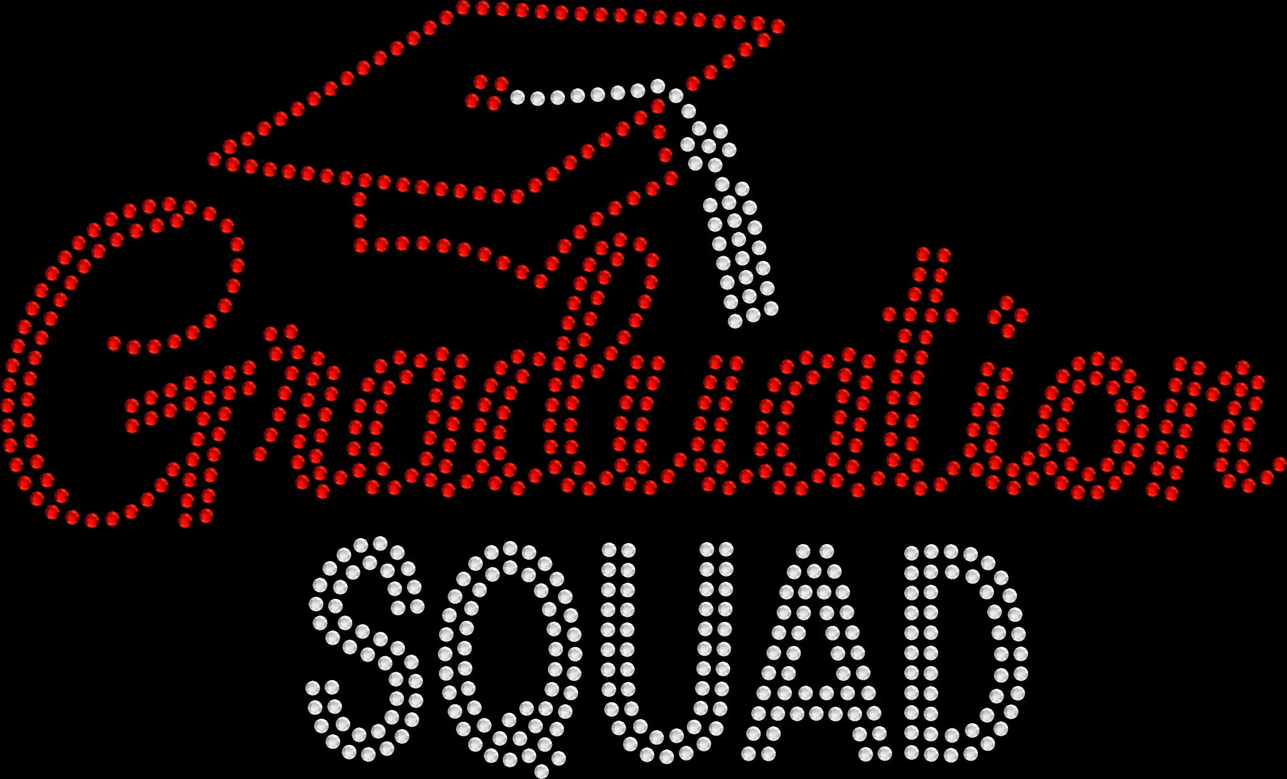 Graduation Squad shirt created with premium glass rhinestones or holographic spangles for the graduate's family, friends, and support crew. Matching graduation apparel for commencement, graduation parties, family photos, senior celebrations, graduation dinners, trips, and group celebrations. 🎓🎉💖✨💎