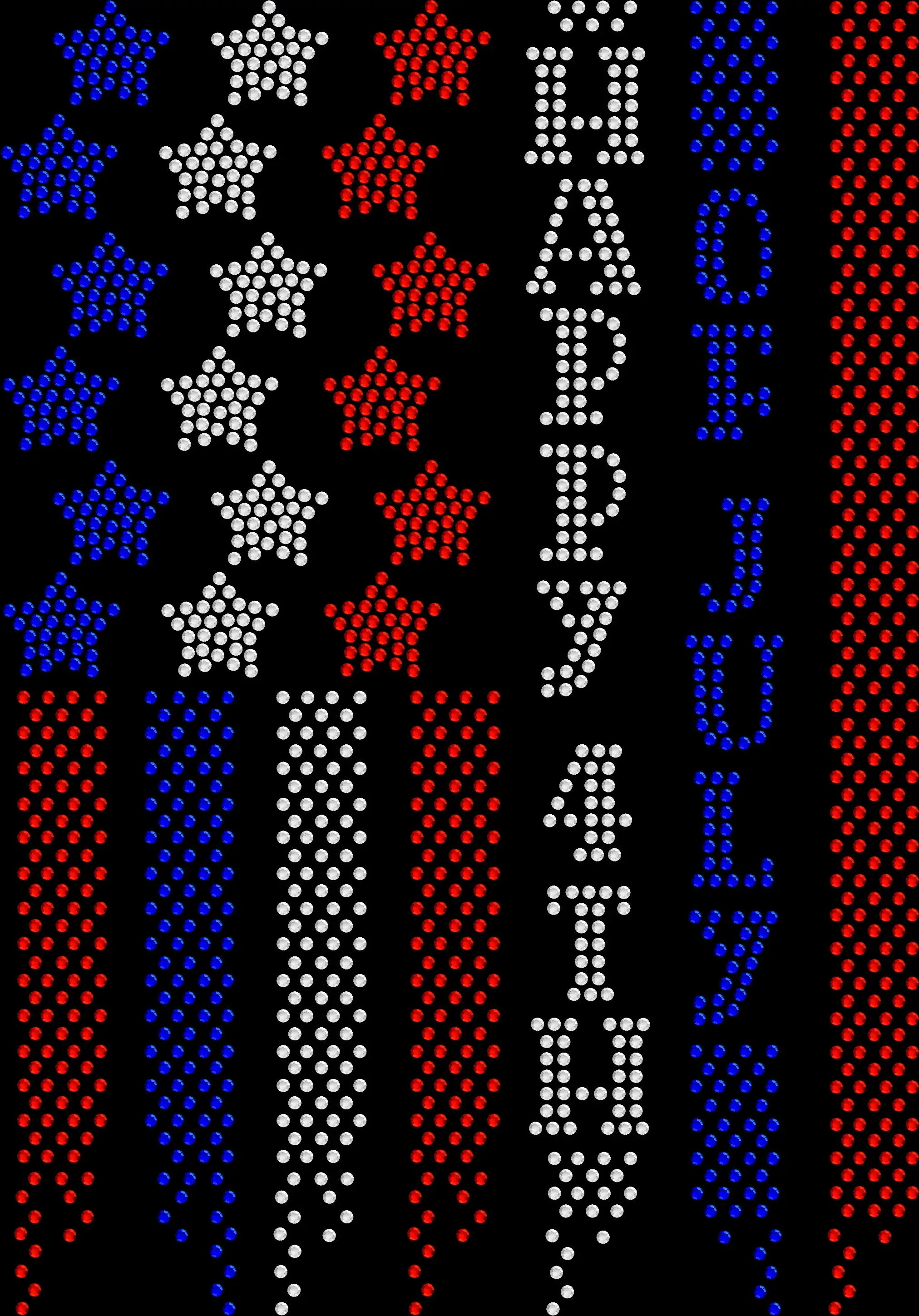 Sparkling rhinestone vertical ombre American flag shirt on a black t-shirt, patriotic 4th of July bling tee for women with red white and blue design.