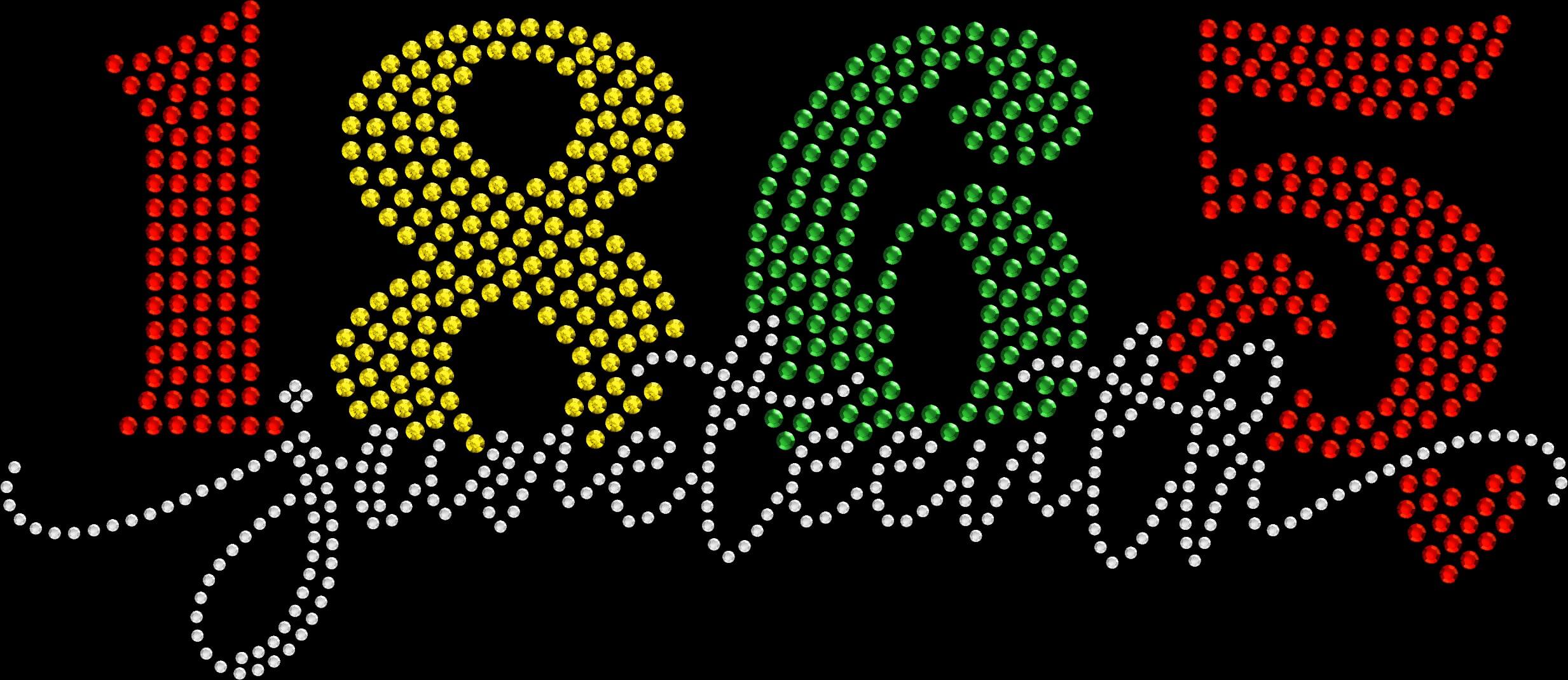 1865 Juneteenth rhinestone shirt featuring sparkling crystal numbers on a soft women’s tee, celebrating Freedom Day and honoring history, culture, and empowerment.