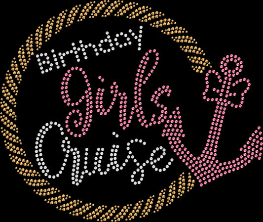 Celebrate your birthday at sea with this Birthday Girls Cruise rhinestone shirt. Perfect for matching girls trip cruise outfits and vacation fun.