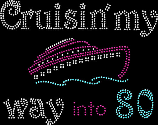 Celebrate your birthday cruise in style with this custom age rhinestone shirt. Perfect for trips, parties, and matching outfits.