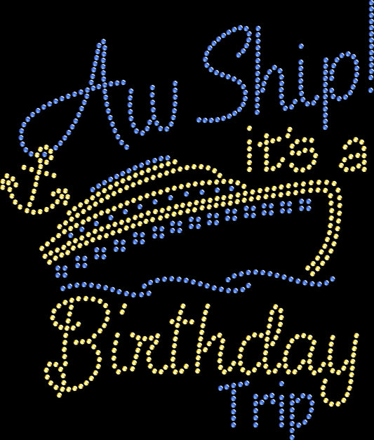 Celebrate your birthday cruise in style with this Oh Ship It’s a Birthday Trip rhinestone shirt. Perfect for matching vacation outfits and girls trips.