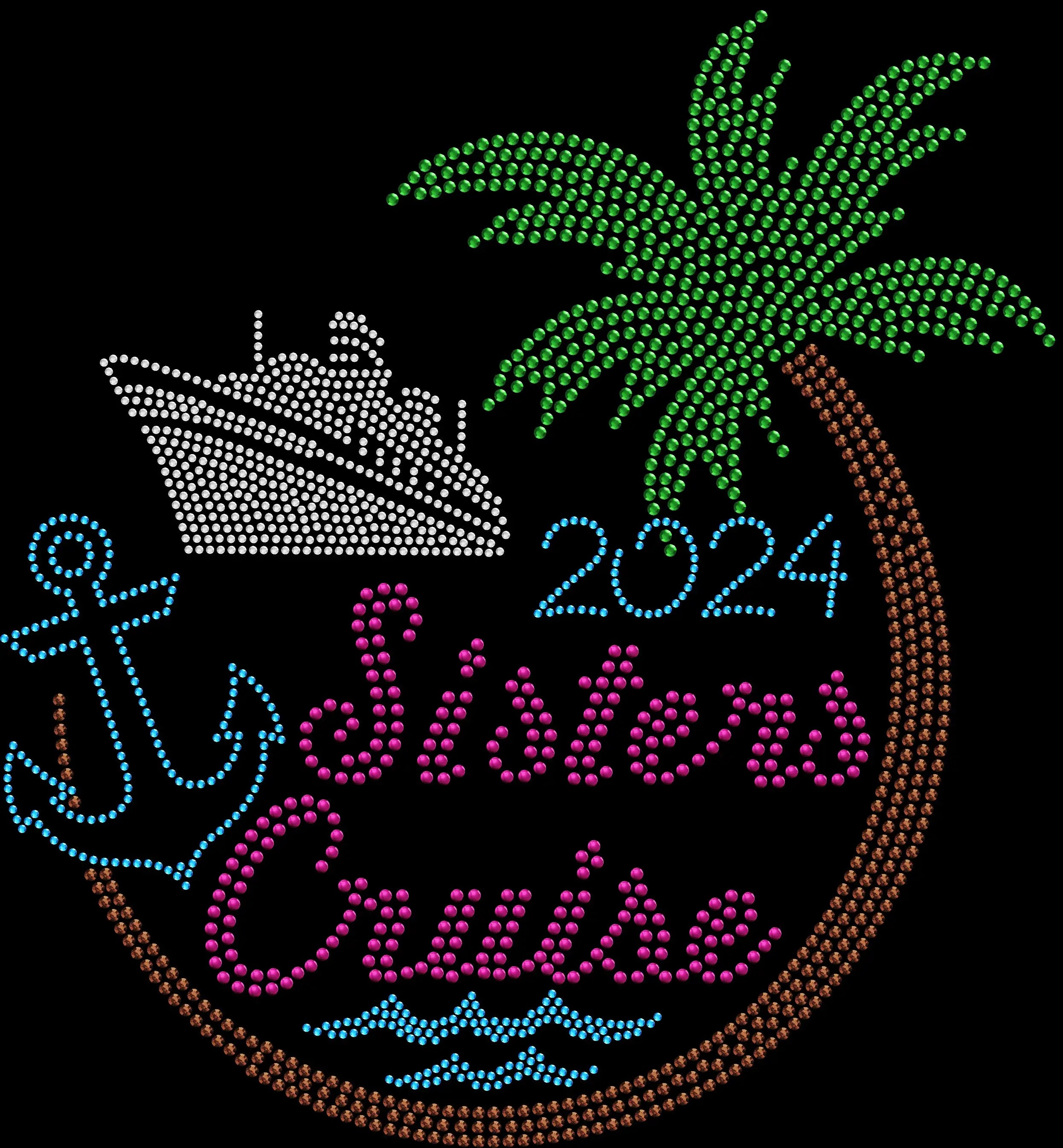 Celebrate your Sisters Cruise 2025 with this palm tree rhinestone shirt. Perfect for matching outfits, tropical vacations, and unforgettable memories.