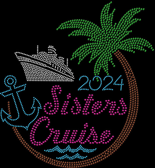 Celebrate your Sisters Cruise 2025 with this palm tree rhinestone shirt. Perfect for matching outfits, tropical vacations, and unforgettable memories.