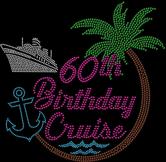 Celebrate your milestone birthday in style with this custom age birthday cruise rhinestone shirt. Perfect for matching vacation outfits and cruise trips.