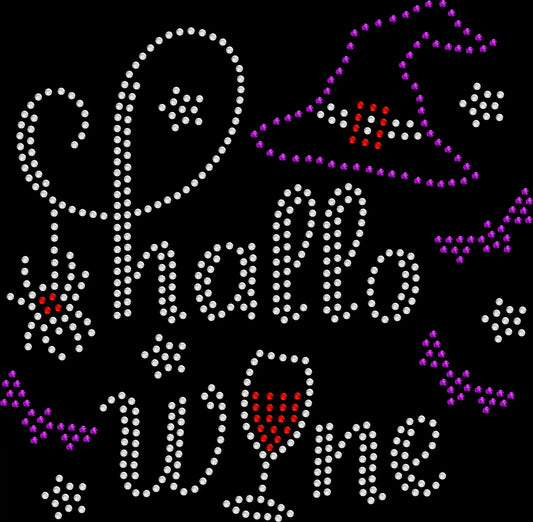 Hallowine shirt featuring a playful Halloween wine lover design created with premium glass rhinestones or holographic spangles. Sparkling spooky season apparel for Halloween parties, wine tastings, girls' nights, happy hour, costume parties, scary movie nights, fall events, and October celebrations. 🍷🎃👻✨💎🖤