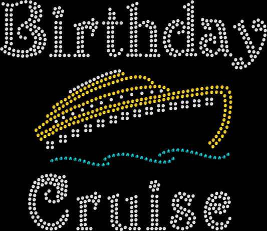 Celebrate your birthday cruise in style with this rhinestone cruise boat shirt. Perfect for matching vacation outfits, girls trips, and birthday getaways.