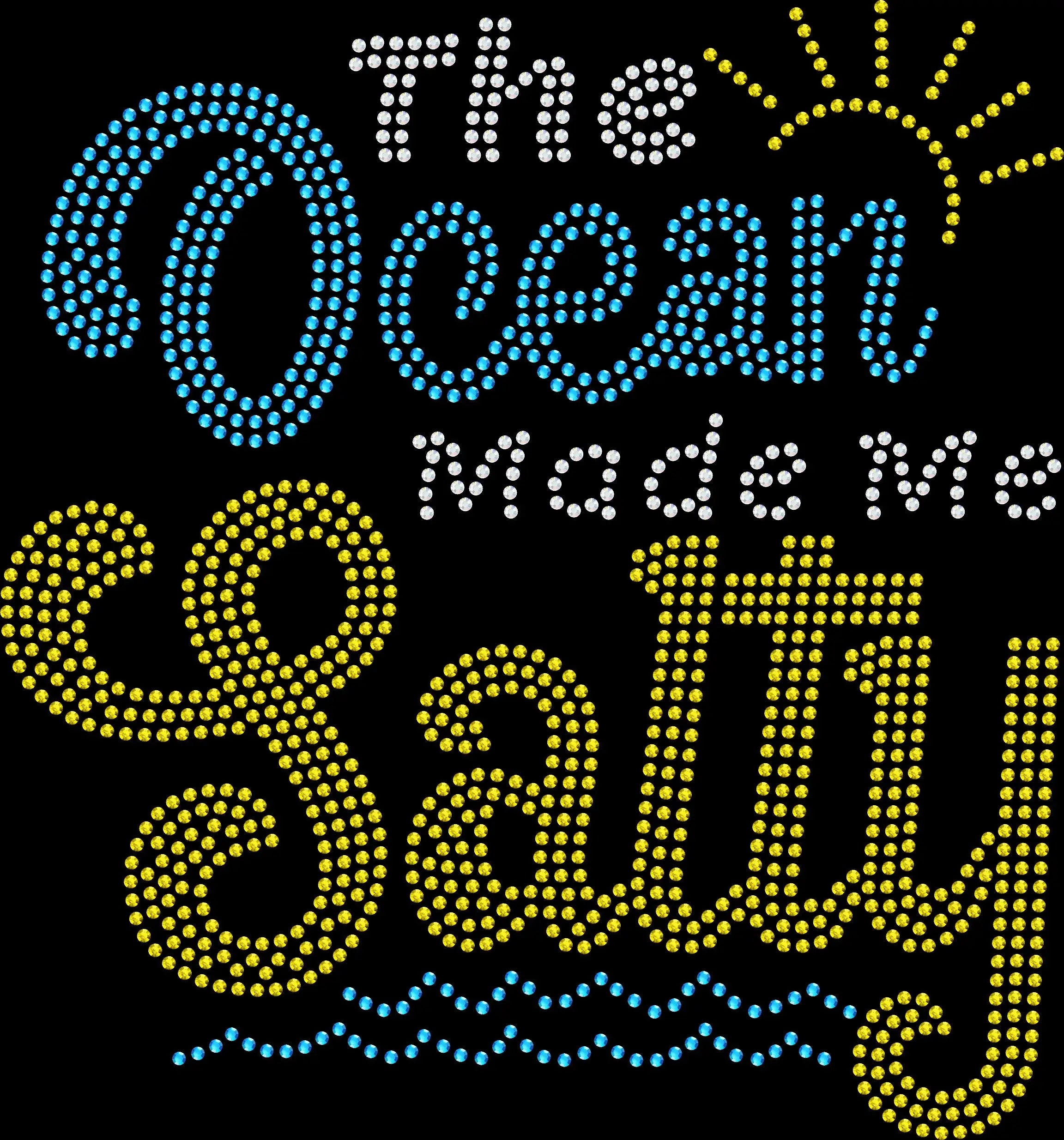 the ocean made me salty rhinestone shirt featuring funny beach and coastal vacation design