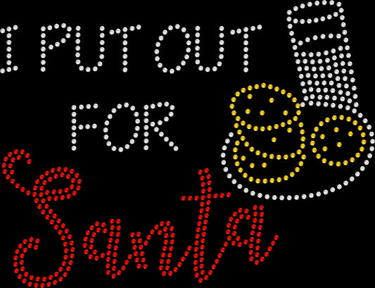 I Put Out Cookies for Santa rhinestone shirt featuring a sparkling Christmas holiday baking design