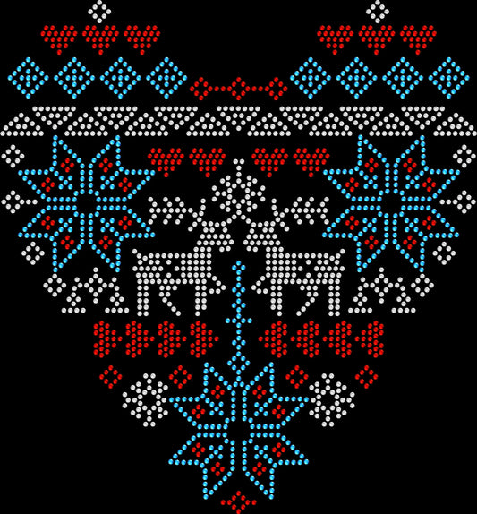 Heart Ugly Christmas Sweater rhinestone shirt featuring a sparkling festive heart-shaped holiday sweater-inspired design