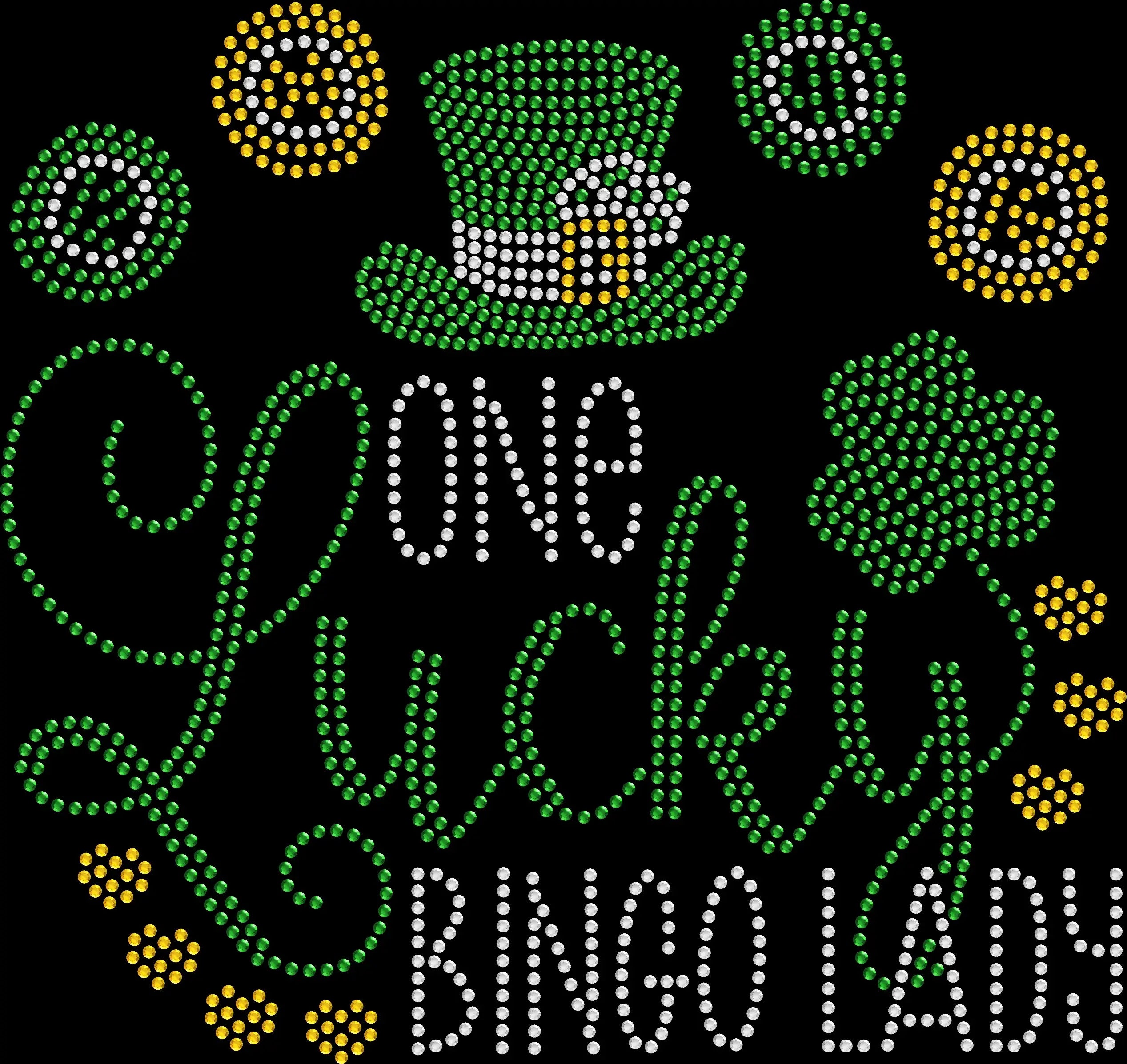One Lucky Bingo Lady rhinestone shirt featuring sparkling crystal lettering with shamrock accents on a soft women’s St Patrick’s Day holiday tee, perfect for bingo nights and festive celebrations