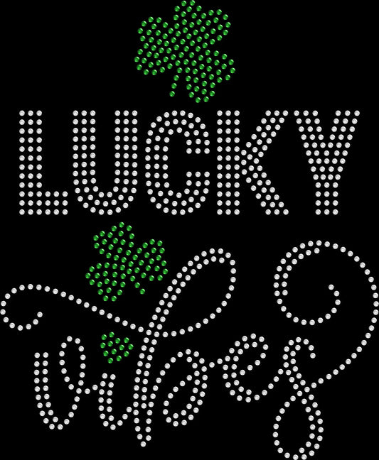 Sparkly rhinestone Lucky Vibes Shamrocks shirt St Patrick’s Day Irish bling tee for women