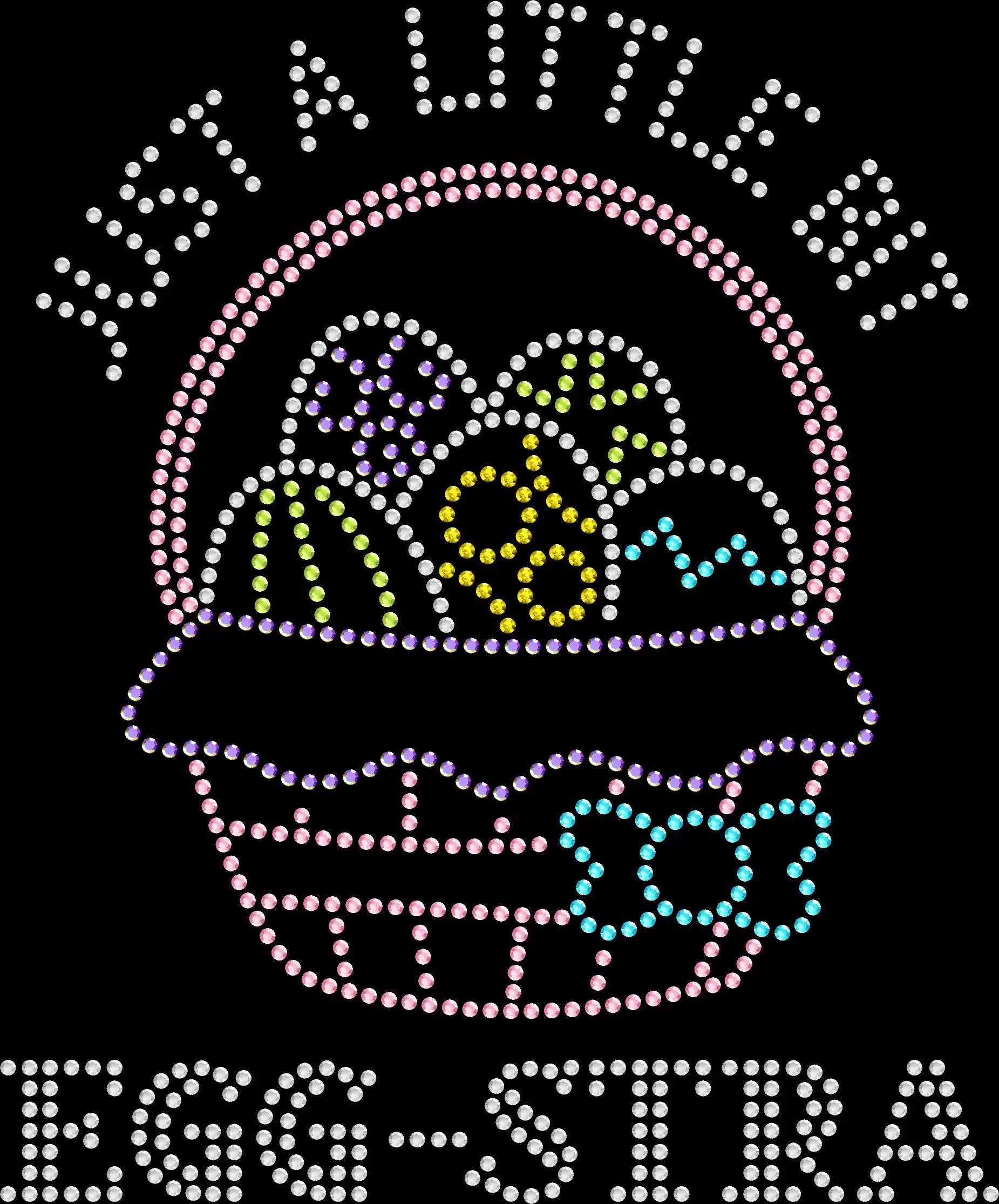 Sparkly rhinestone shirt that says “Just a Little Bit Egg-Stra” in bold bling lettering on a soft cotton unisex t-shirt, perfect for Easter brunch, egg hunts, and spring holiday celebrations.