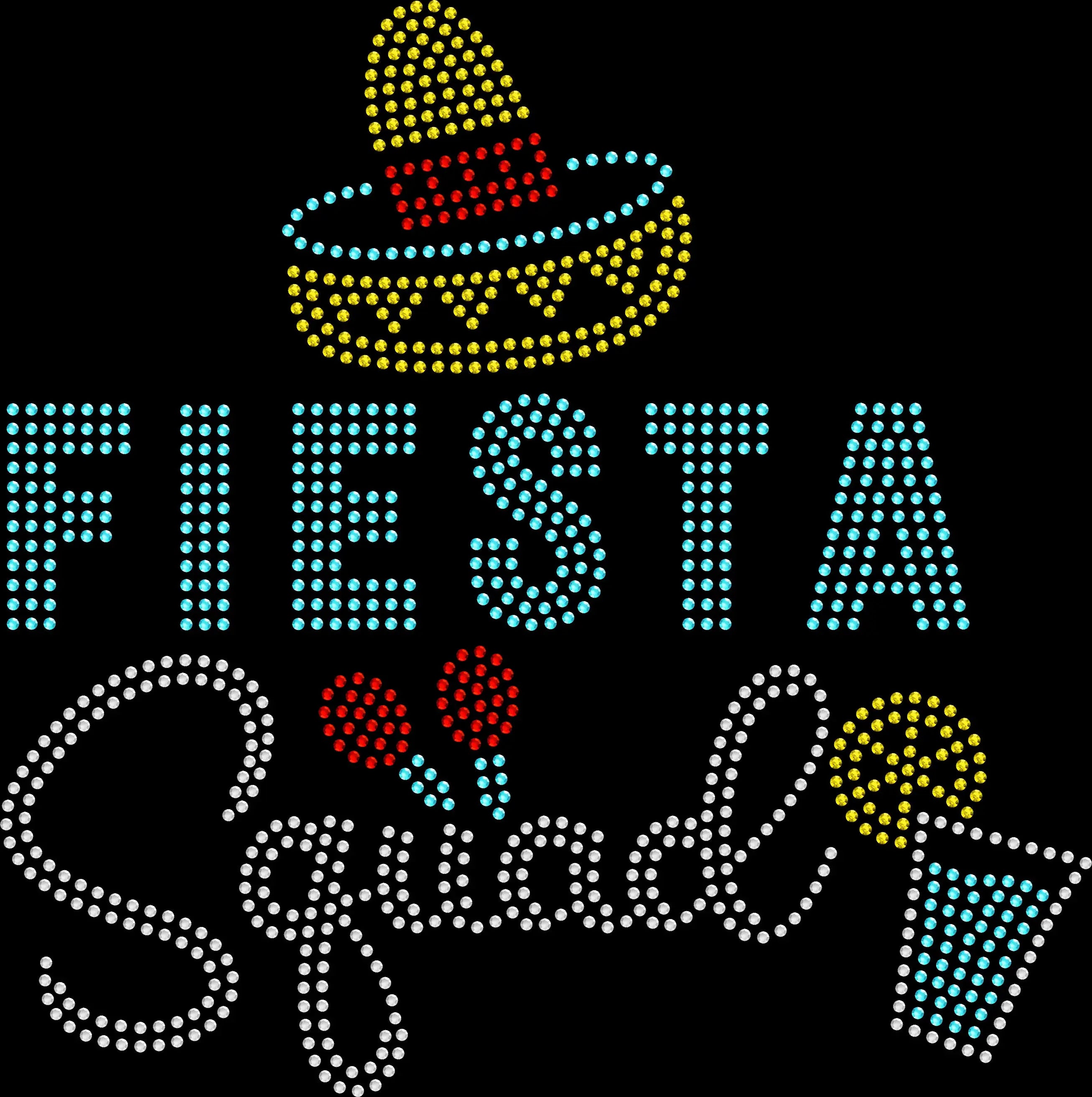 Sparkling rhinestone Fiesta Squad shirt with maracas on a black t-shirt, sparkly Cinco de Mayo themed fiesta shirt for women celebrating with friends.