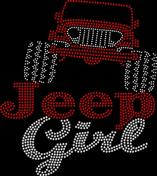 jeep girl rhinestone shirt featuring jeep graphic for jeep owners and off road enthusiasts