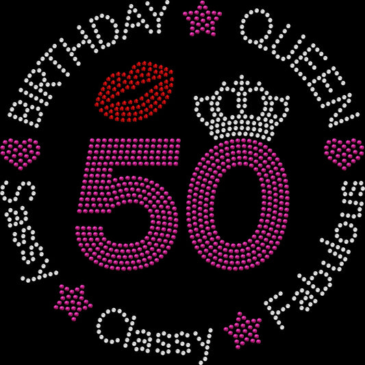 sassy classy fabulous birthday queen rhinestone shirt featuring glam birthday design on black shirt