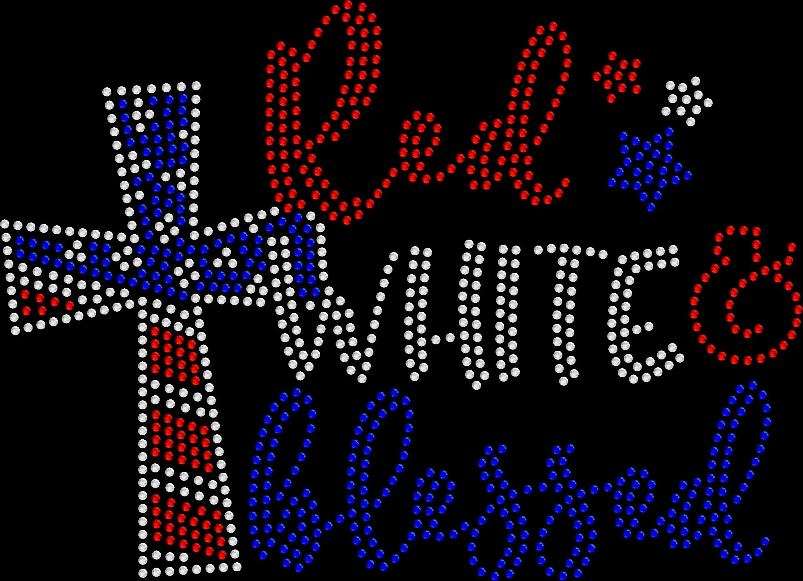 Sparkly rhinestone shirt that says “Red White and Blessed” in bold bling lettering on a soft cotton unisex t-shirt, perfect for 4th of July, patriotic events, and faith-based celebrations.