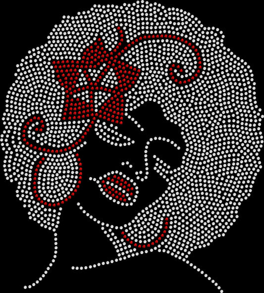 Beautiful afro lady rhinestone shirt with floral design on a soft unisex tee, sparkly natural hair pride shirt for women, empowering black woman bling apparel with high shine rhinestones