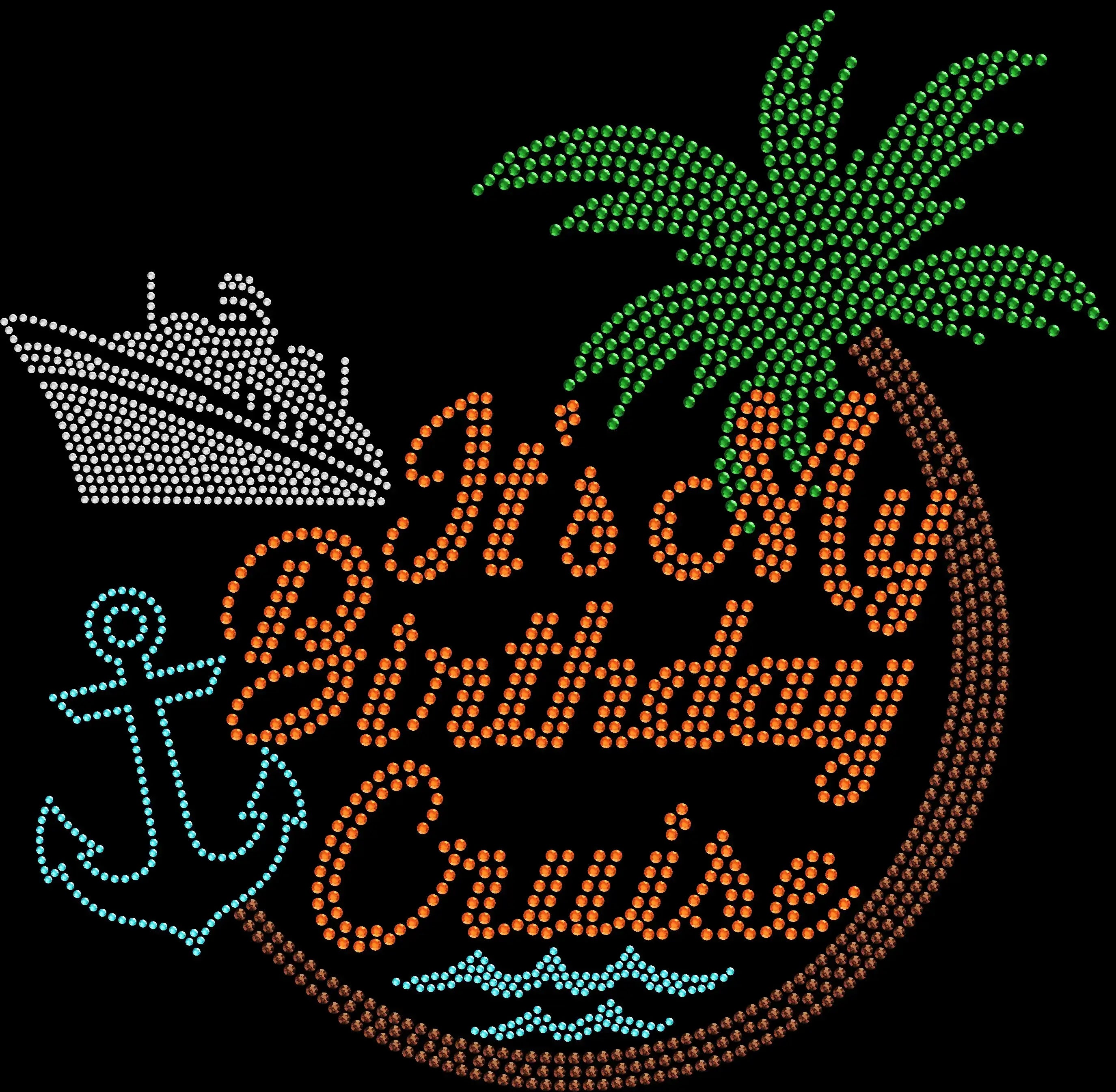 It's My Birthday Cruise rhinestone shirt featuring a sparkling birthday vacation design for embarkation day, cruise dinners, tropical ports, girls' trips, sea days, birthday photos and celebrations at sea.