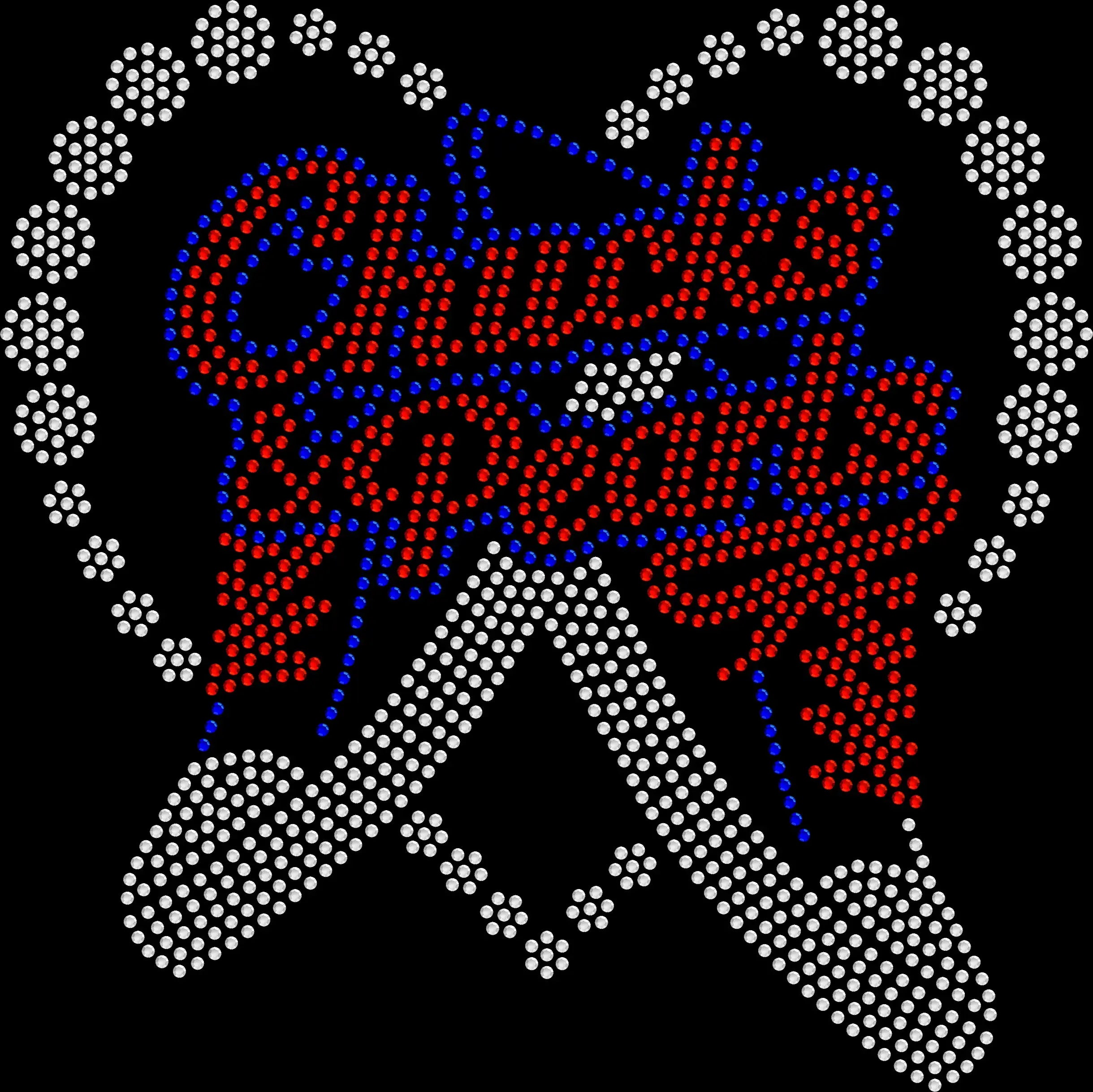 Rhinestone shirt featuring a sparkling low-top sneaker, pearl and heart design in red, white and blue for Fourth of July celebrations, patriotic parties, cruises, summer vacations, girls' trips and gifts for women.
