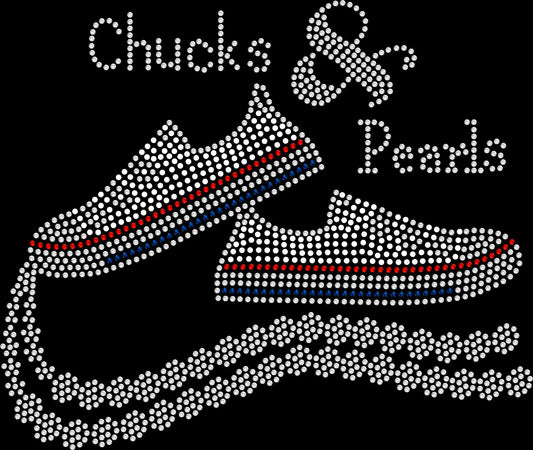 Rhinestone shirt featuring a sparkling low-top sneaker with pearl and shoreline-inspired details for beach vacations, cruises, coastal weekends, resort trips, girls' getaways and stylish gifts for women.